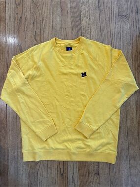 Johnnie-O University of Michigan Maize Blue Crewneck Sweatshirt Size Large